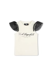 KARL LAGERFELD KIDS MANCHES COURTES - T-shirt imprimé - ecru noir