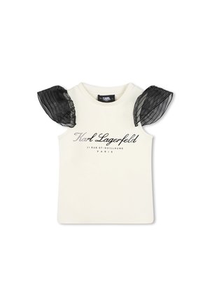 MANCHES COURTES - T-shirt imprimé - ecru noir
