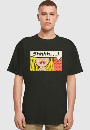 SILENT SIGN COMIC HEAVY OVERSIZED - Print T-shirt - black