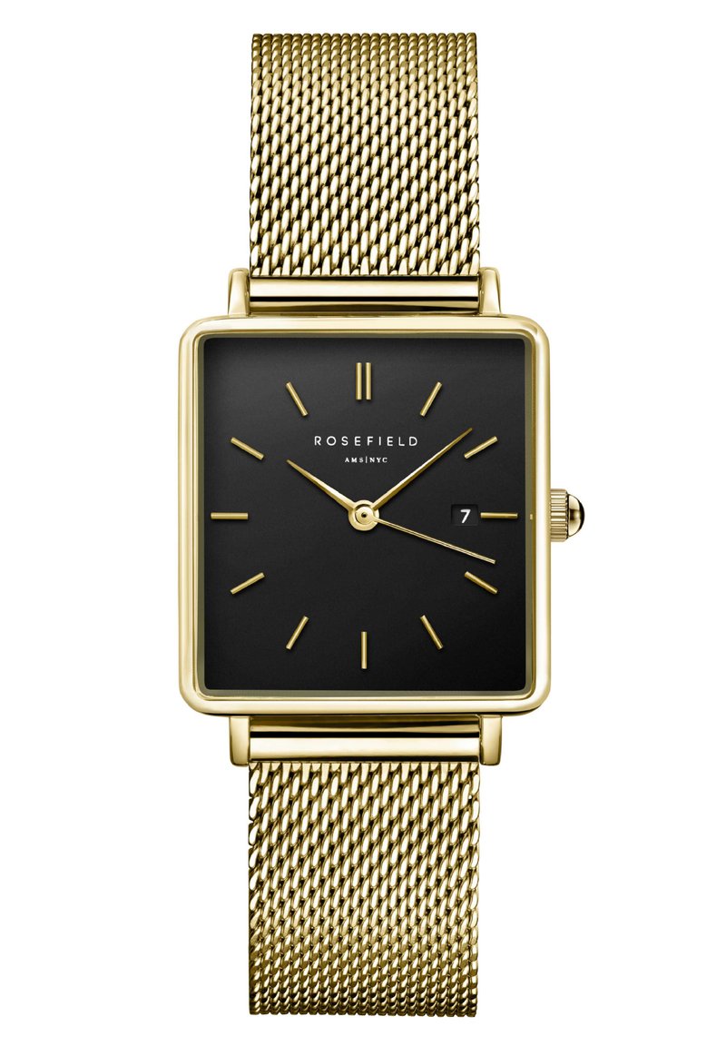 Rosefield Horloge Dames Horloge Goud Met Zwarte Wijzerplaat