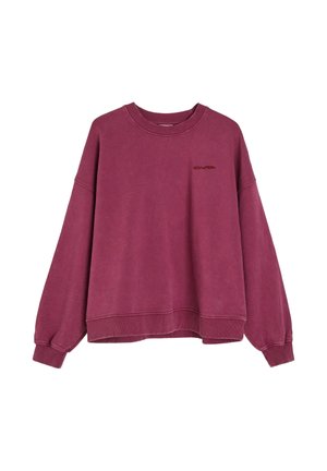 Bluza z długim rękawem i okrągłym dekoltem w wyblakłym ciemnoróżowym kolorze z prążkowanymi mankietami i dołem, małe haftowane logo na piersi.