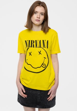 Paradiso Clothing NIRVANA INVERSE SMILEY - Print T-shirt - yellow