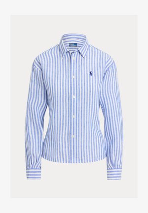 Polo Ralph Lauren WIDE CROPPED GINGHAM LINEN SHIRT - Button-down blouse - gala blue/white