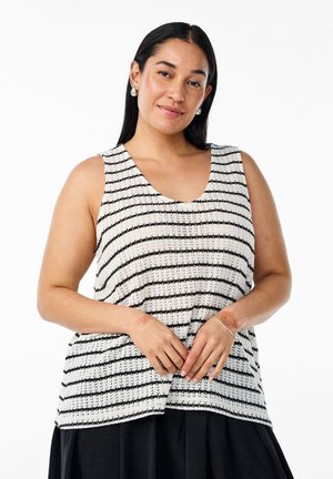 Zizzi ÄRMELLOSES MIT STREIFEN UND LOCHMUSTER - Top - black stripe