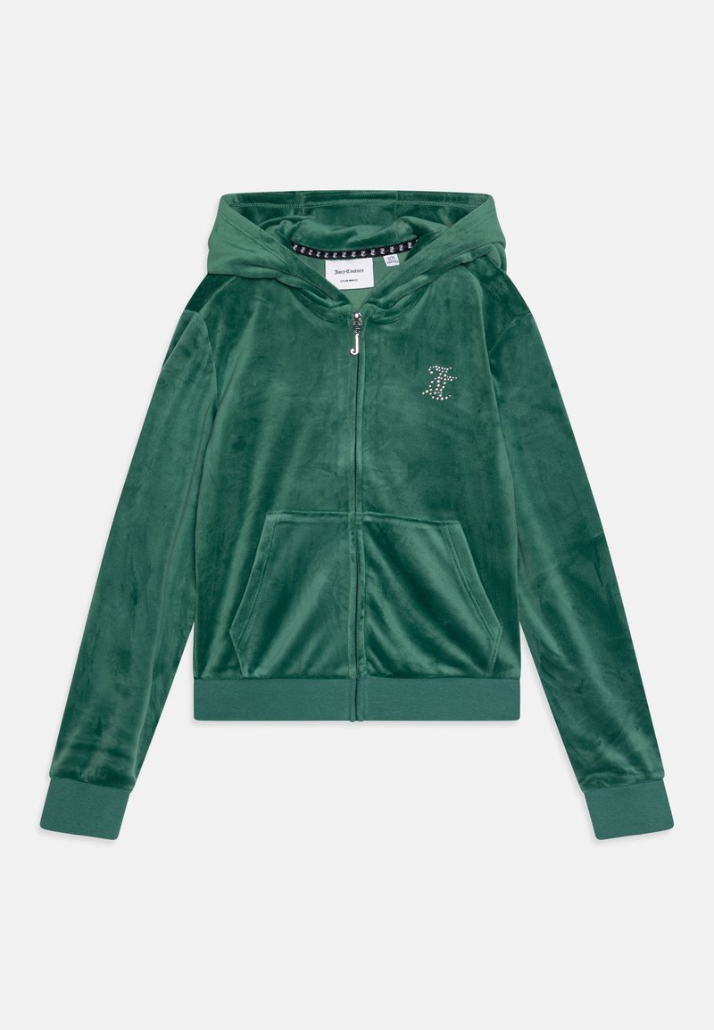 Juicy Couture DIAMANTE ZIP THROUGH HOODIE - Φούτερ με φερμουάρ - posy green