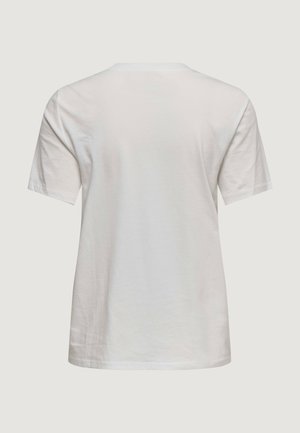 Maglietta bianca semplice a maniche corte vista da dietro, con scollo rotondo e vestibilità comoda su uno sfondo neutro.