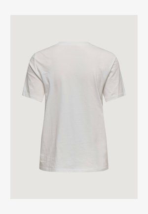 Maglietta bianca semplice a maniche corte vista da dietro, con scollo rotondo e vestibilità comoda su uno sfondo neutro.