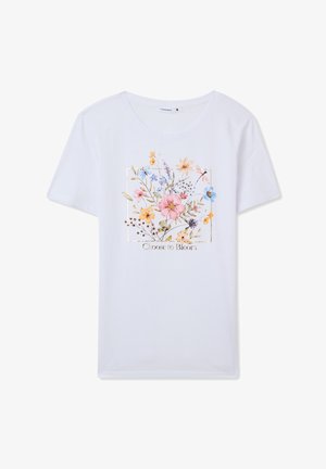 Terranova, FLORAL - T-shirt con stampa - bianco ottico