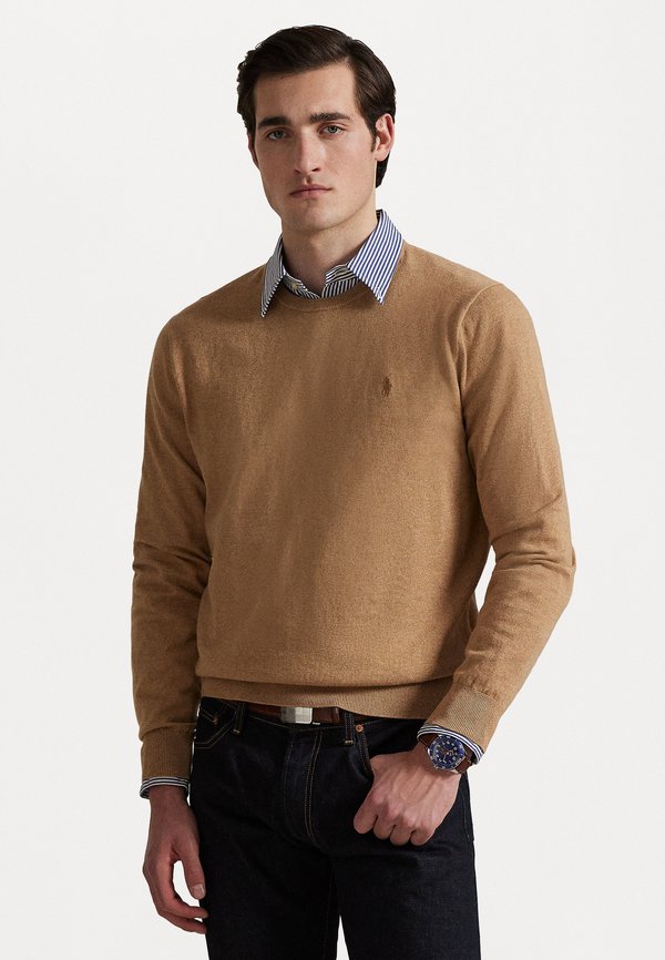 COTTON-CASHMERE CREWNECK JUMPER - Jumper - salted caramel