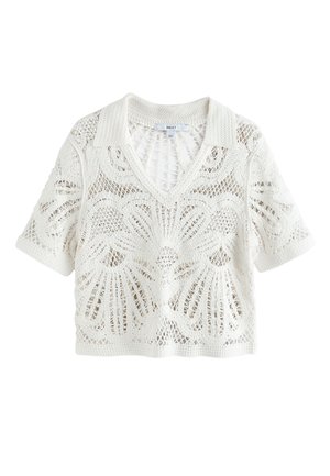Next, TALL FIT -OPEN NECK  - T-shirt con stampa - ecru