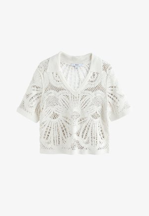 Next, TALL FIT -OPEN NECK - T-shirt con stampa - ecru