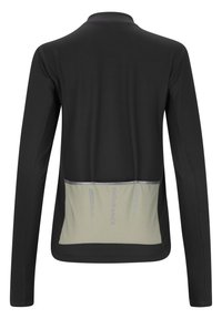 Svart långärmad idrottströja med en ljusgrå nederdel på ryggen. Har en slimmad design och "ENDURANCE"-logotypen på baksidan.