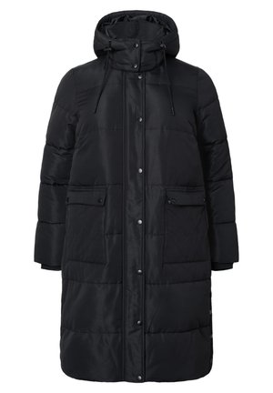 LANGE MIT TASCHEN UND KAPUZE - Manteau d'hiver - black