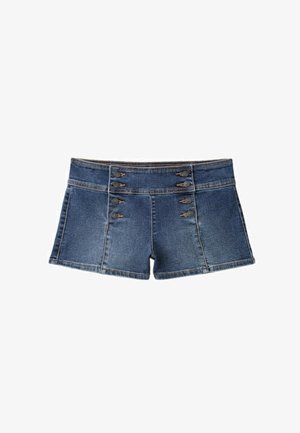 Stradivarius, BUTTON DENIM SHORTS - Farkkushortsit - mottled blue