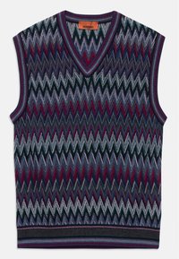V NECK - Vest - burgundy/blue/grey