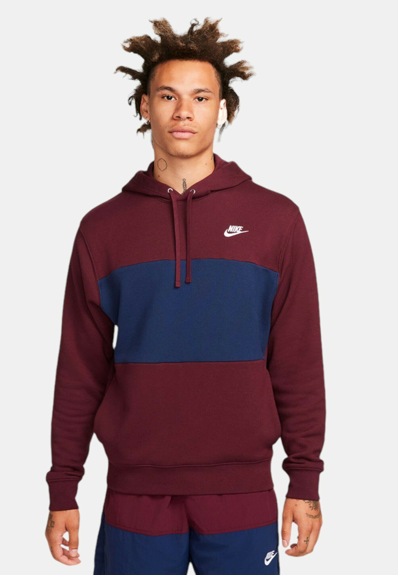 Nike Sportswear CLUB Hoodie brown navy blue/dark blue Zalando