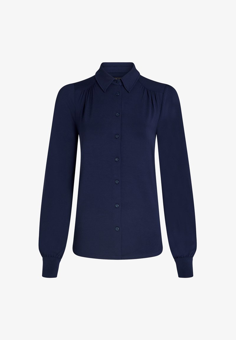 Chemisiers Femme Chemise Une Veste Longues Coton Bio Brodé Col Mandarin Bleu Blanc V 5955 Chemisiers Femme Chemise Une Veste Longues Coton Bio Brodé Col Mandarin Bleu Blanc V 5955