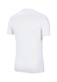 T-shirt bianco a maniche corte realizzato in tessuto traspirante con un design testurizzato simile a una rete. Collo a girocollo e silhouette aderente.