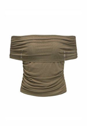 Object, OFF SHOULDER TOP GERAFFTES - Blouse - morel