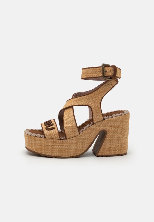 PLATFORM LACE UP - High heeled sandals - beige