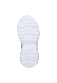 Sole boty s texturovaným bílým gumovým povrchem, s vzorovaným dezénem pro přilnavost a stabilitu. Zakřivený podpatek a hladké hrany.