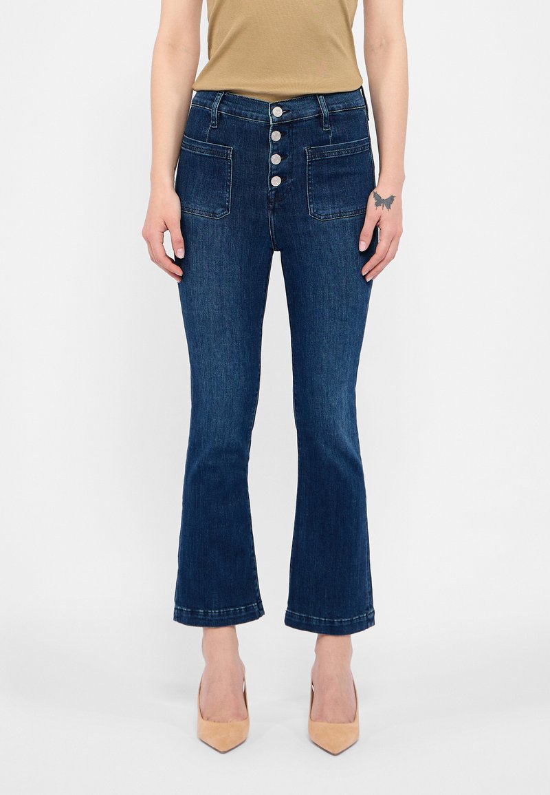 FRAME LE BARDOT CROP MINI EXPOSED FLY - Bootcut-farkut - sicily clean