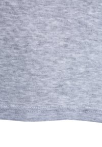 Gray fabric with a soft, textured, ribbed pattern, featuring a stitched hem. No visible patterns or accents.