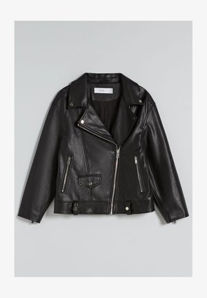 OVERSIZE AUS KUNSTLEDER - Imitatieleren jas - black