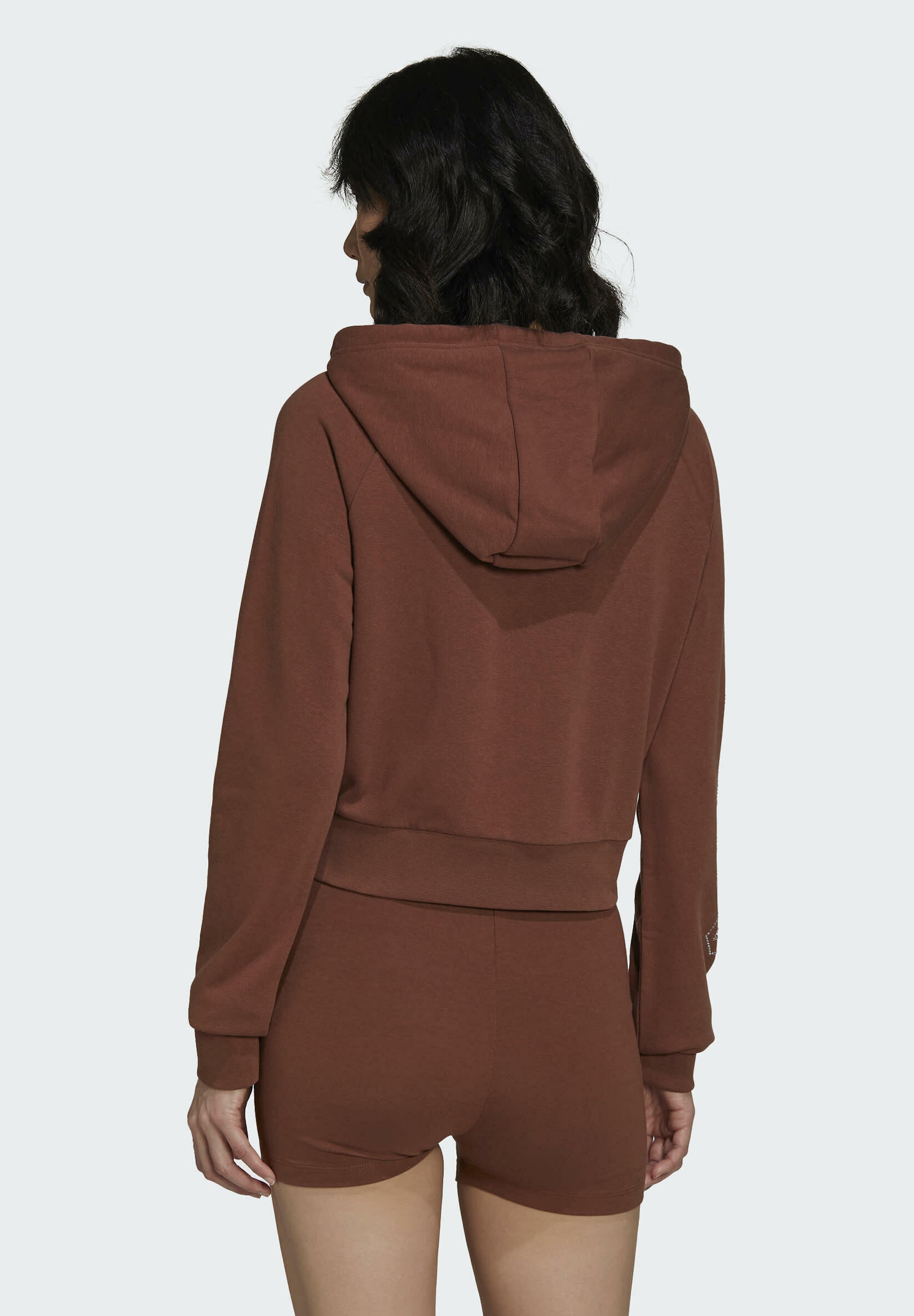 brown cropped zip up