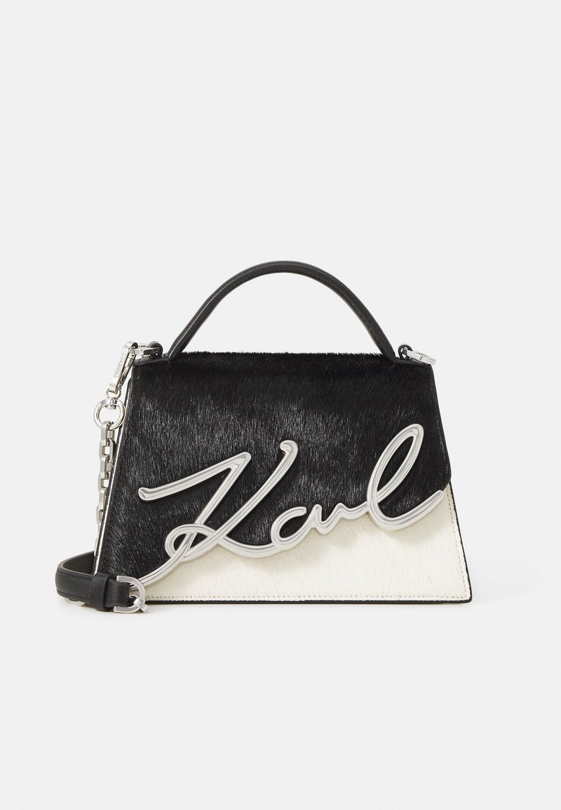 KARL LAGERFELD - SIGNATURE 2.0 PONY - Cross body bag - white/black, Enlarge