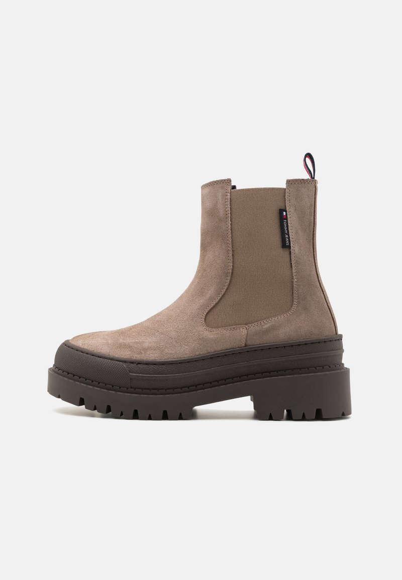 Tommy Jeans FOXING CHELSEA - Gležnjače s platformom - porcini taupe