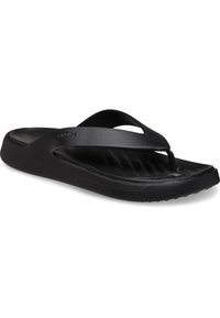 Sandal in gomma nera con cuscinetto, dotato di una larga fascia e una soletta testurizzata, progettato per comfort e uso informale.