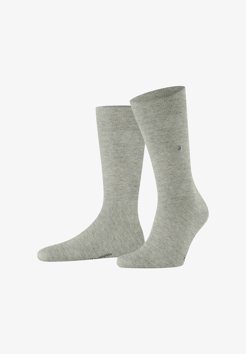 Grijze katoenen sokken met een geribde boord, een gladde textuur en een klein logodetail aan de zijkant. Ontworpen met een standaard crew-lengte.