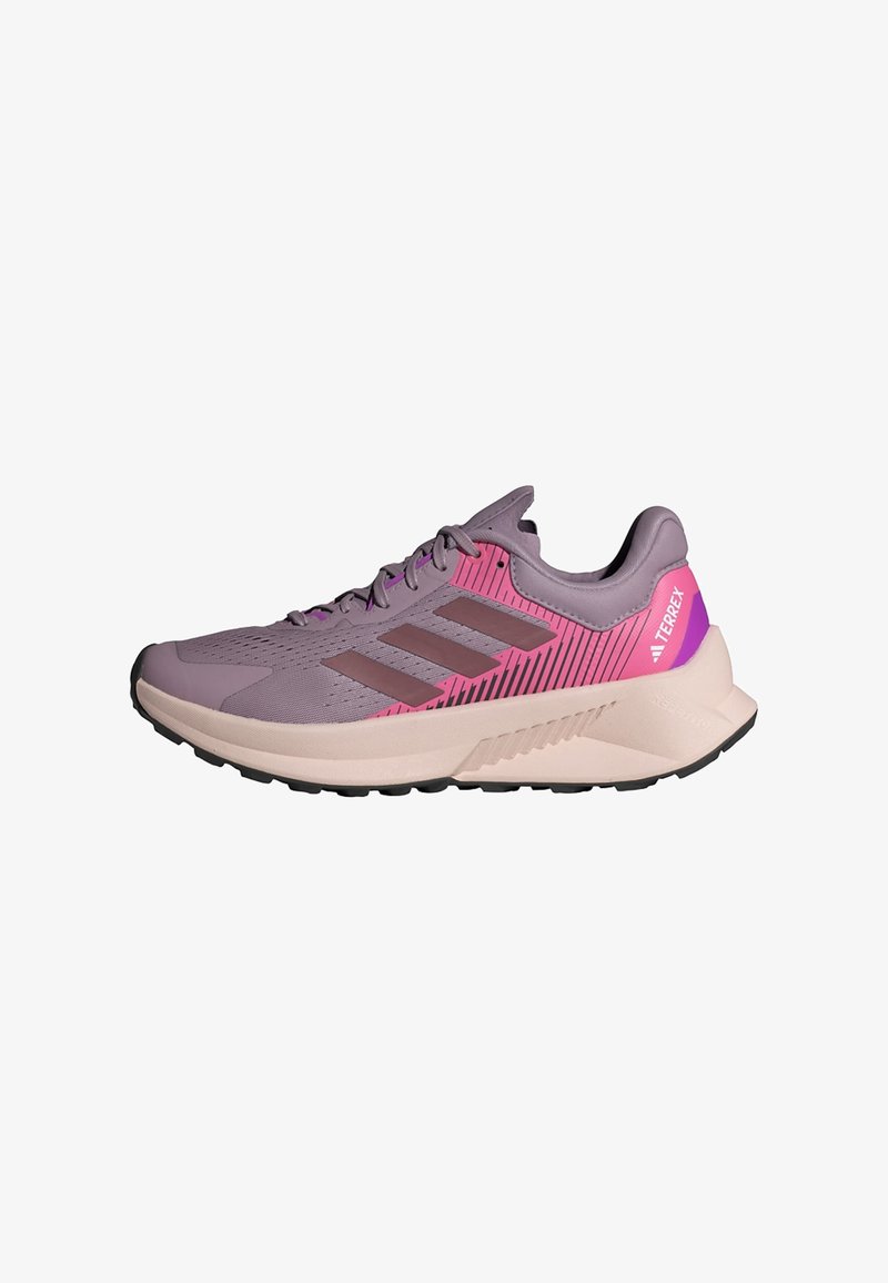 Adidas Terrex SOULSTRIDE FLOW TRAIL - Zapatillas running asfalto - preloved fig burgundy pink fusion