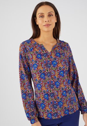 Damart, COL TUNISIEN - Blouse - bleu fleuri