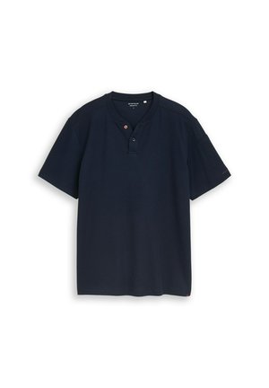 TOM TAILOR, TOM TAILOR T-SHIRT HENLEY T-SHIRT MIT WAFFELSTRUKTUR - T-shirt basic - sky captain blue