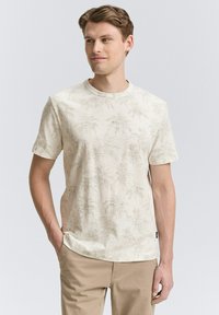 TOM TAILOR MIT PALMEN - T-shirt con stampa - off white stripe palm design