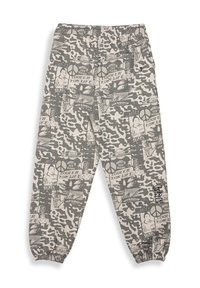 Camo-print sweatpants in grijs, met een elastische tailleband en boorden, voorzien van grafische details en gevarieerde patronen overal.