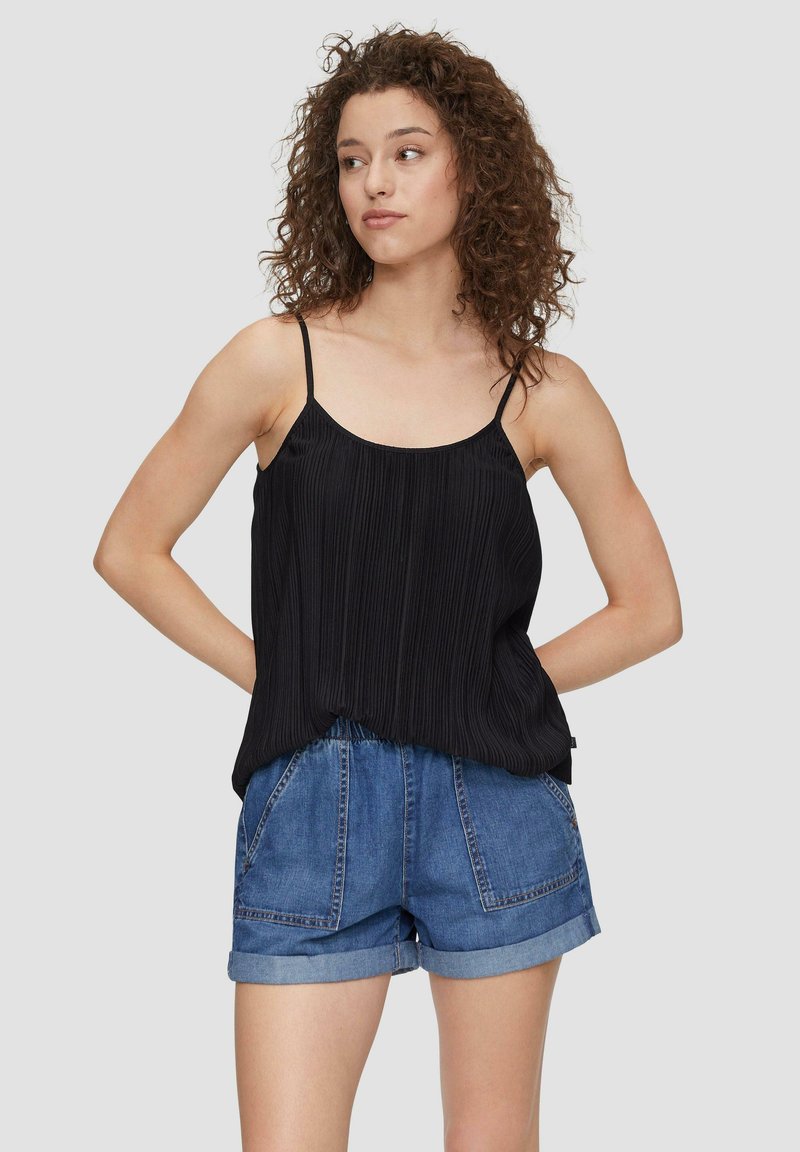 QS MIT PLISSEEFALTEN - Top - schwarz