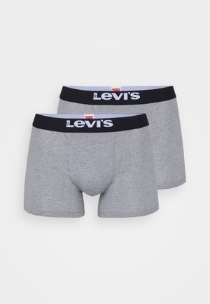 Grå bomullsboxer med svart elastisk midjeband som har Levi's-logotypen. Två par visas side vid side.