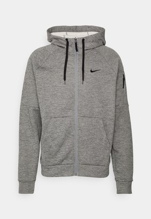 Nike Performance Športna jopa s kapuco na zadrgo - dark grey heather/particle grey/black