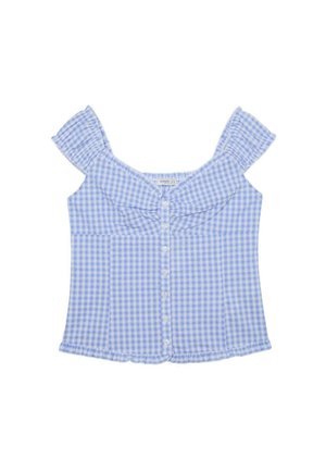 Stradivarius, HEART NECKLINE TOP WITH BUTTONS - Blouse - light blue