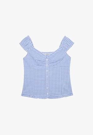 Stradivarius, HEART NECKLINE TOP WITH BUTTONS - Blouse - light blue