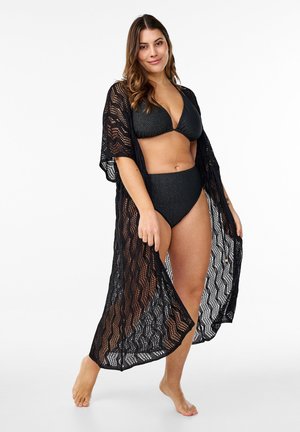 Zizzi KIMONO MIT BINDEGÜRTEL - Rannatarvikud - black