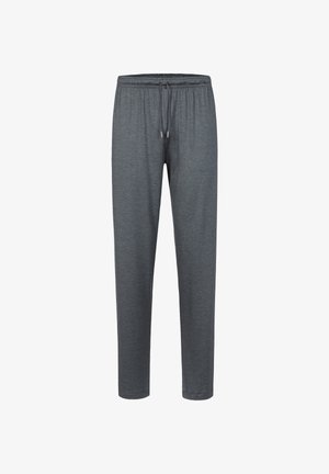 Grijze sweatpants met een trekkoord in de taille, gemaakt van zacht materiaal. Ze hebben elastische boorden bij de enkels en een gladde textuur.