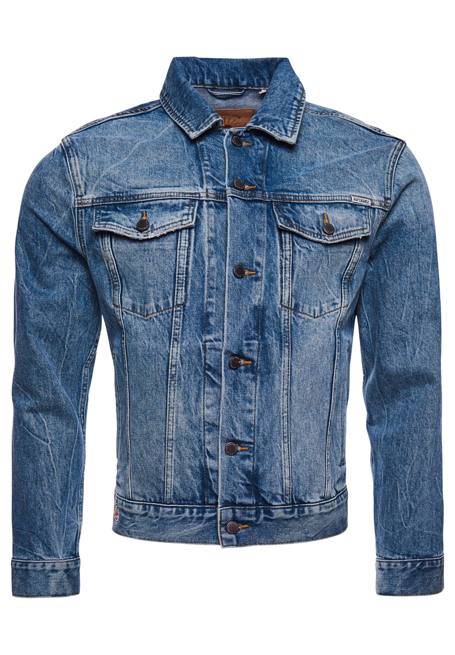 collarless denim jacket men