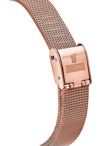 Rožinė auksinė metalinė apyrankė, turinti sklandžią metalinę apdailą, su užsegimu, įspaustu žodžiu "FESTINA". Sklandus tekstūra ir elegantiškas dizainas.