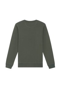 Donkergroen sweatshirt van een katoenmix, met een ronde hals, lange mouwen en ribgebreide boorden en zoom met zichtbare stiksels.