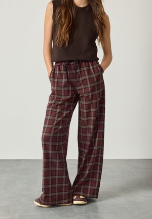 Next PULL ON WIDE LEG CHECK - Broek - burgundy red