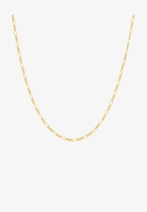 Guld kæde med forlængede led og skiftevis snoede design for tekstur. Glat finish med en varm gylden nuance.